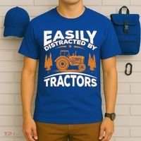 Funny Farming Quote Gift Easily Distracted By Tractors Funny Gift T-Shirt thumb 6