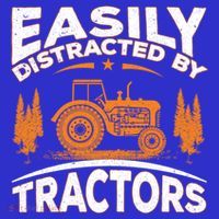 Funny Farming Quote Gift Easily Distracted By Tractors Funny Gift Polo thumb 2
