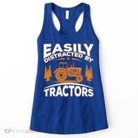Funny Farming Quote Gift Easily Distracted By Tractors Funny Gift Women's Tank Top thumb 0