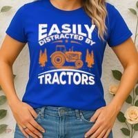 Funny Farming Quote Gift Easily Distracted By Tractors Funny Gift Women's T-Shirt thumb 2