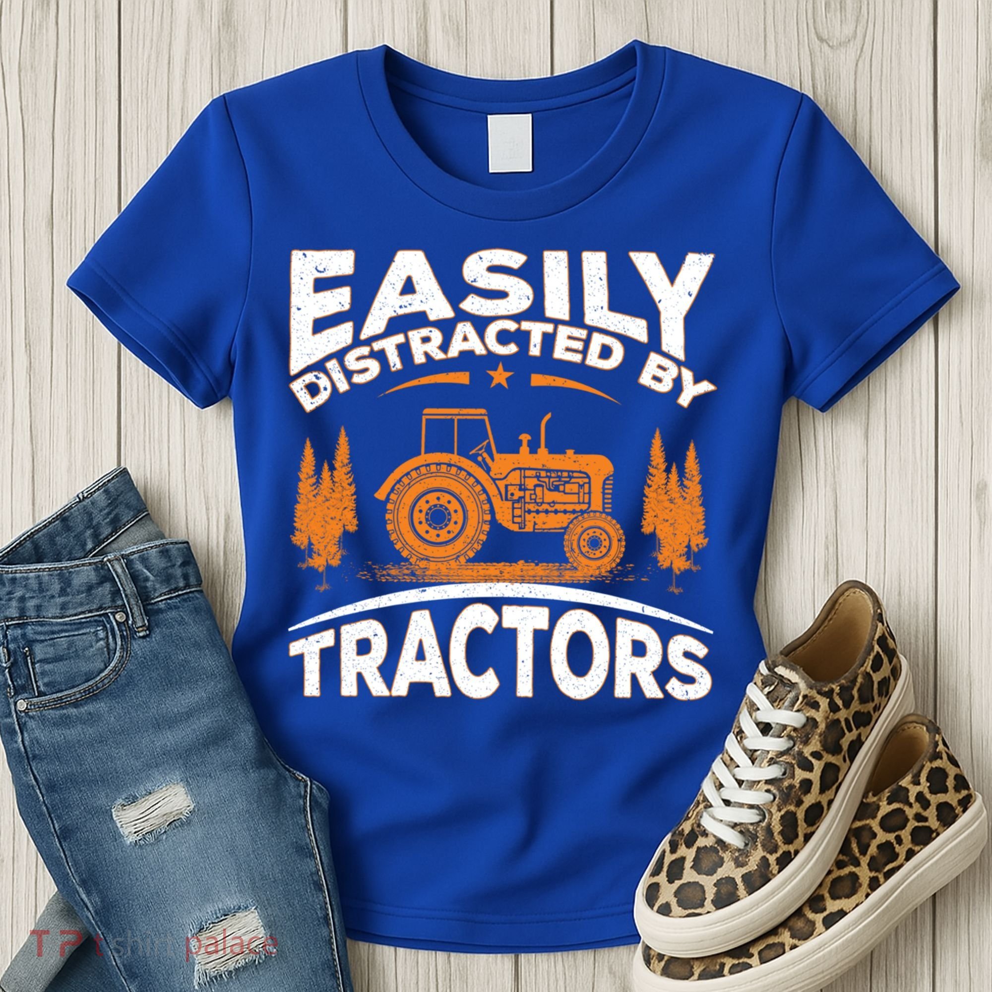 Funny Farming Quote Gift Easily Distracted By Tractors Funny Gift Women's T-Shirt