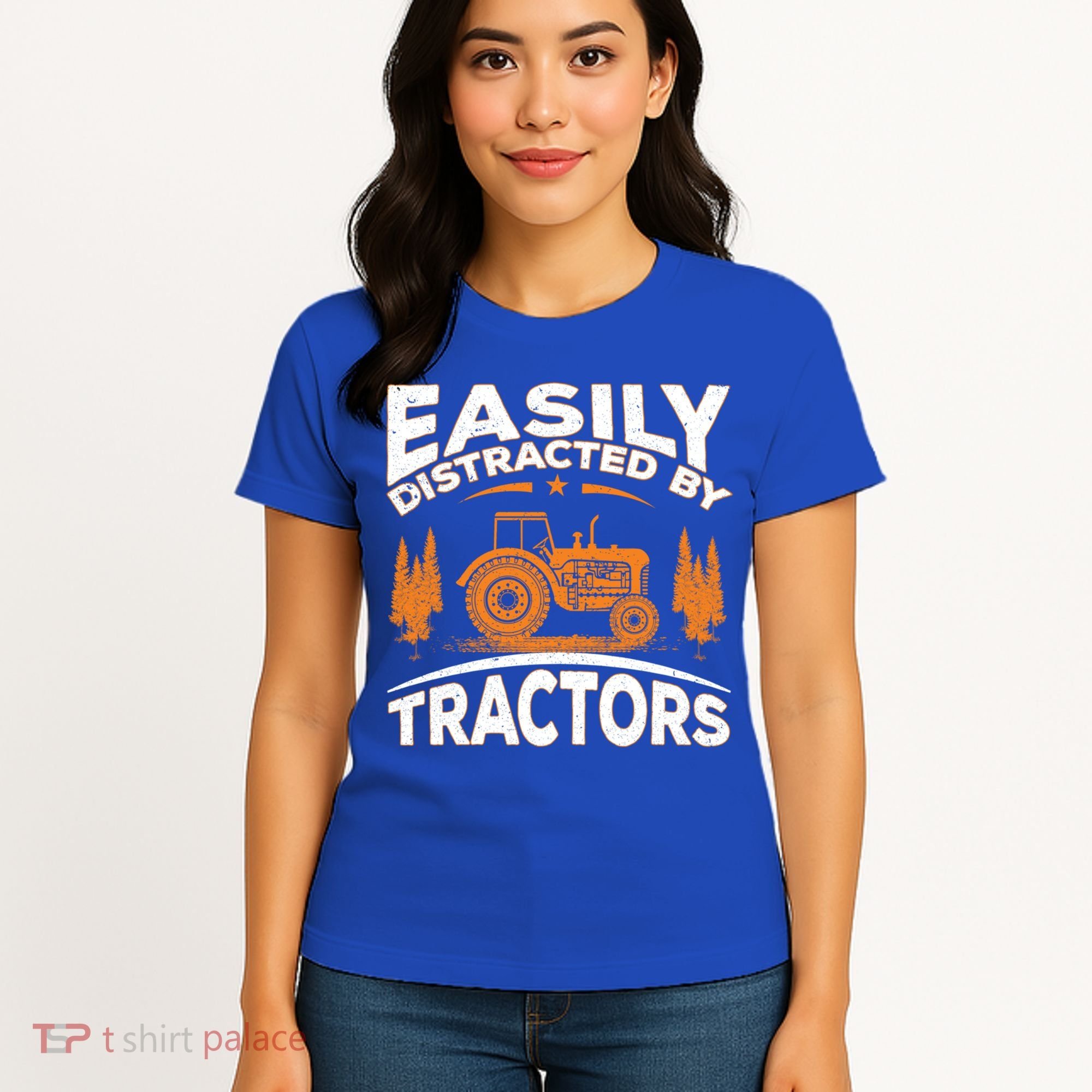 Funny Farming Quote Gift Easily Distracted By Tractors Funny Gift Women's T-Shirt