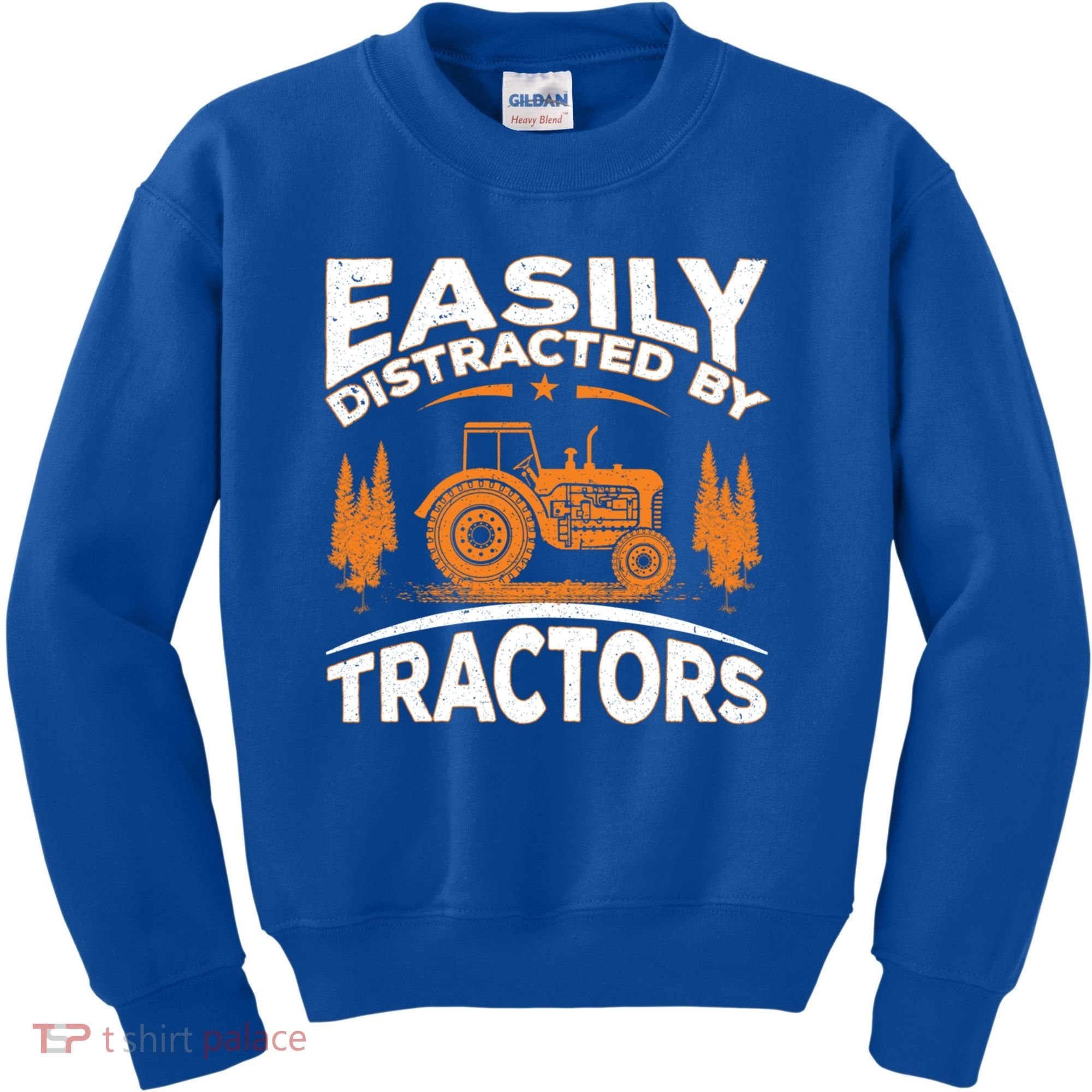 Funny Farming Quote Gift Easily Distracted By Tractors Funny Gift Kids Sweatshirt