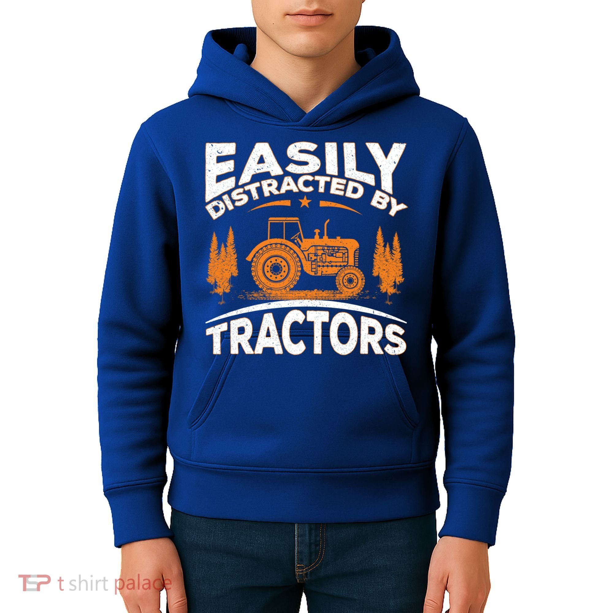 Funny Farming Quote Gift Easily Distracted By Tractors Funny Gift Kids Hoodie