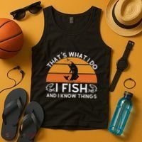 Funny Fish Quote ThatS What I Do I Fish And I Know Things Tank Top thumb 4