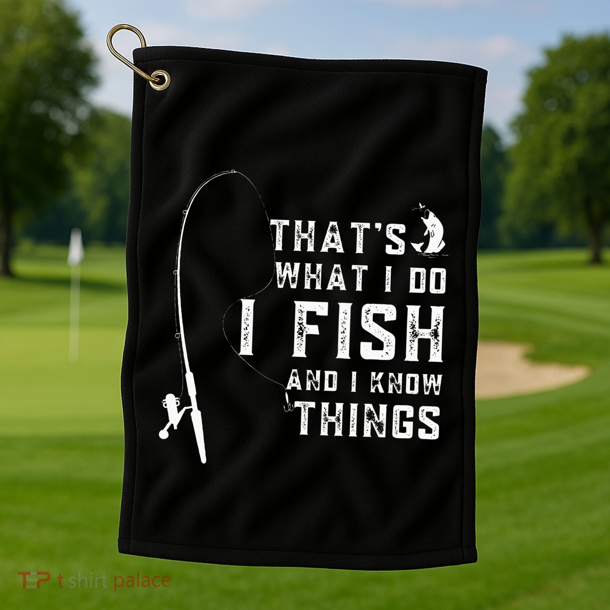 Funny Fish Quote ThatS What I Do I Fish And I Know Things Golf Towel