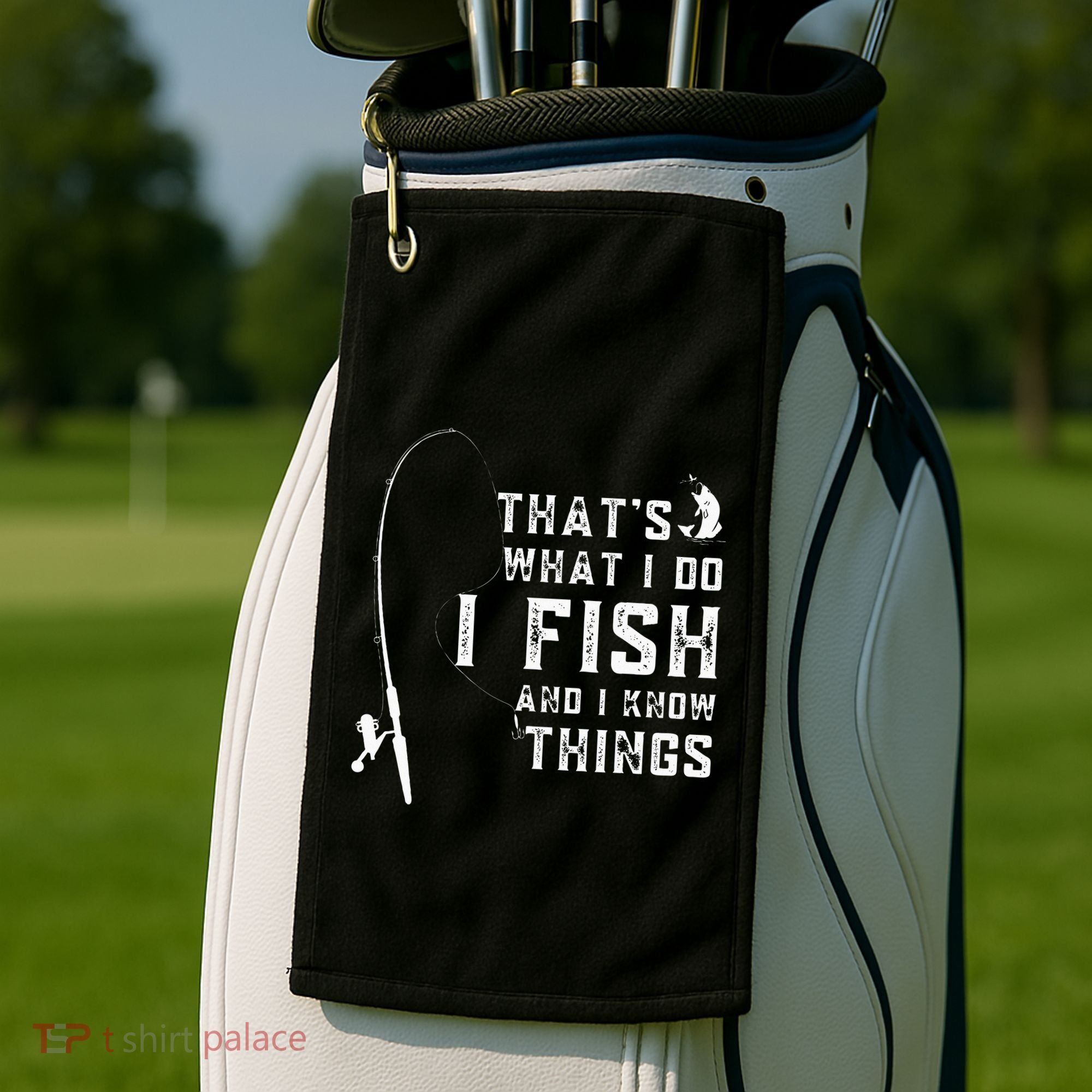 Funny Fish Quote ThatS What I Do I Fish And I Know Things Golf Towel