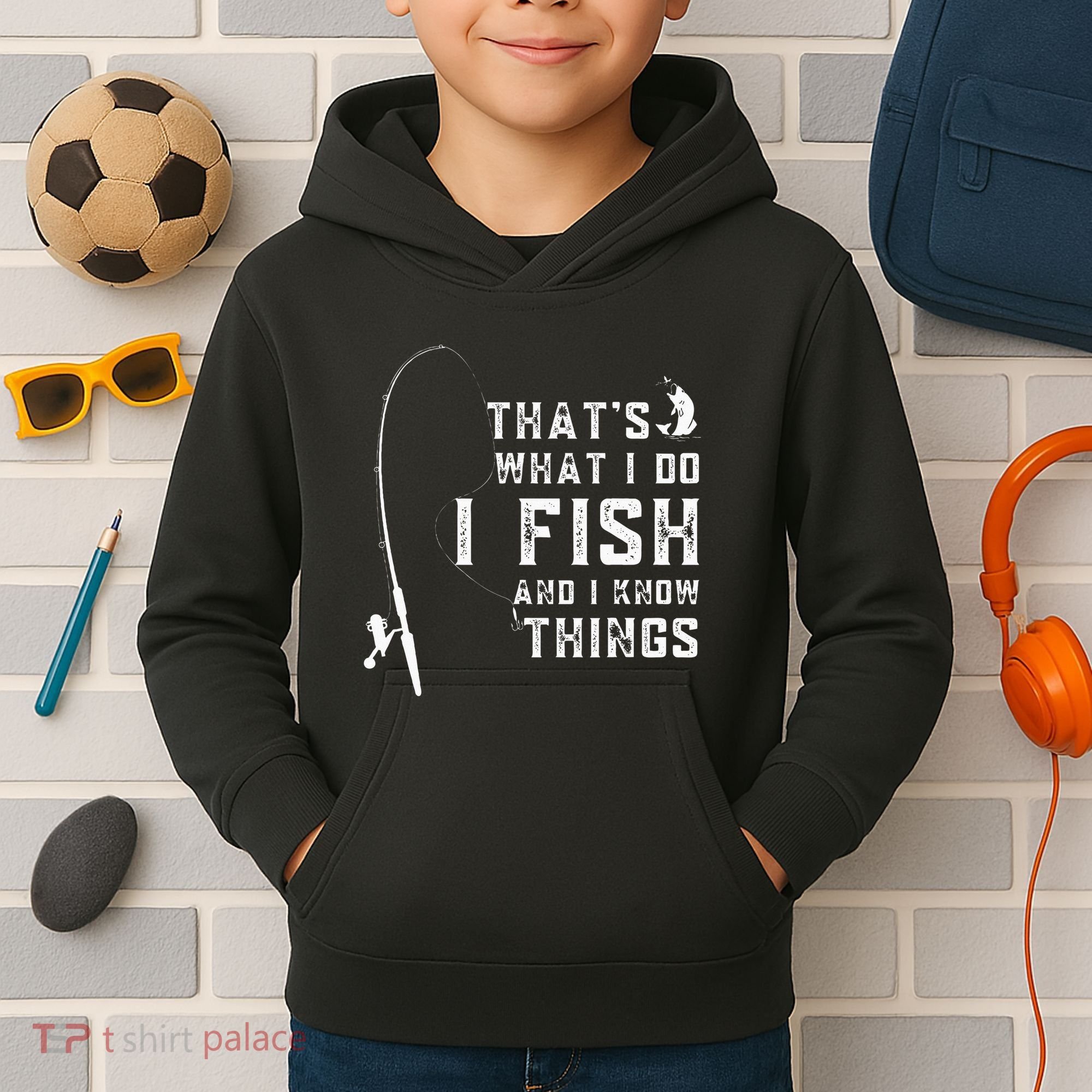 Funny Fish Quote ThatS What I Do I Fish And I Know Things Kids Hoodie
