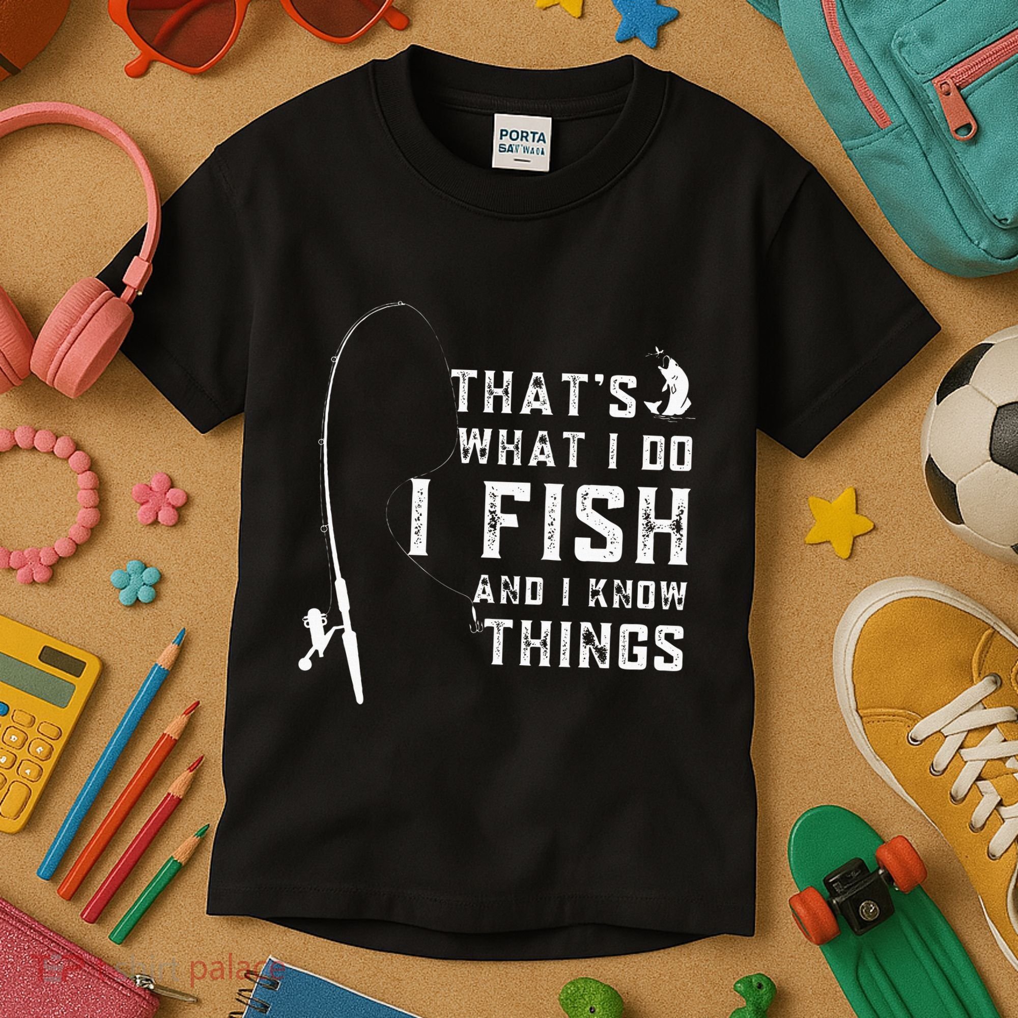 Funny Fish Quote ThatS What I Do I Fish And I Know Things Kids T-Shirt