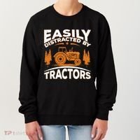 Funny Farming Quote Gift Easily Distracted By Tractors Gift Women's Sweatshirt thumb 0