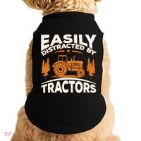 Funny Farming Quote Gift Easily Distracted By Tractors Gift Doggie Tank thumb 0