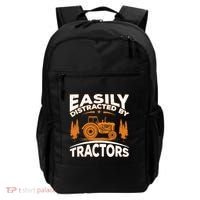 Funny Farming Quote Gift Easily Distracted By Tractors Gift Backpack thumb 0
