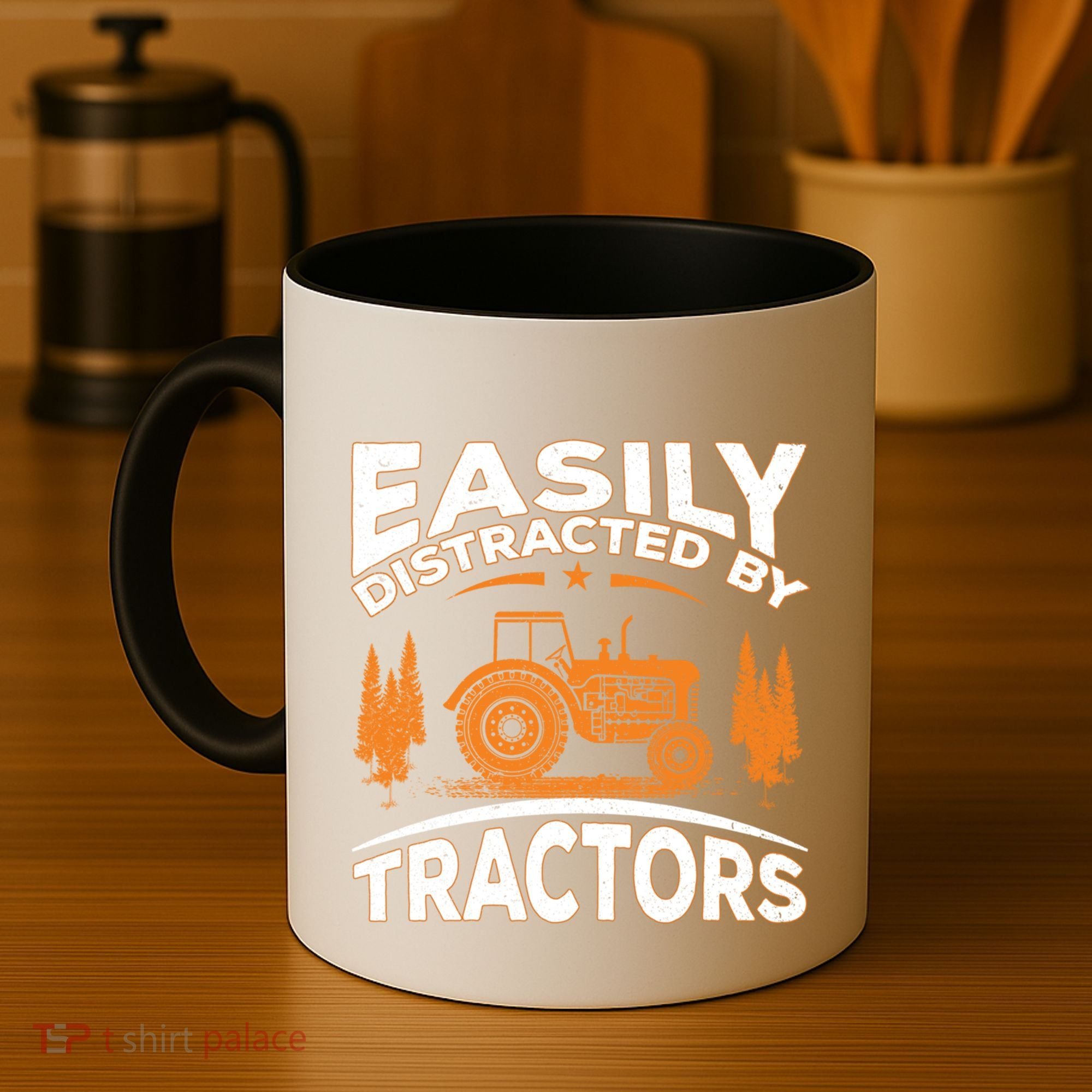 Funny Farming Quote Gift Easily Distracted By Tractors Gift Coffee Mug
