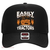 Funny Farming Quote Gift Easily Distracted By Tractors Gift Hat thumb 0
