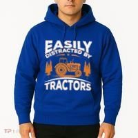 Funny Farming Quote Gift Easily Distracted By Tractors Gift Hoodie thumb 2