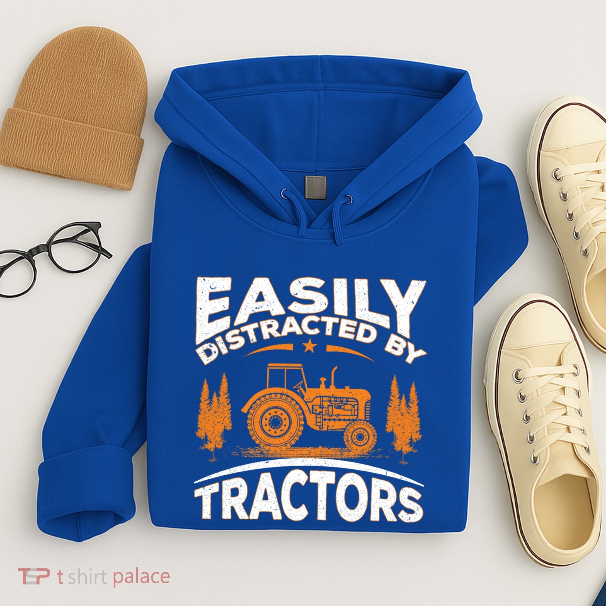 Funny Farming Quote Gift Easily Distracted By Tractors Gift Hoodie