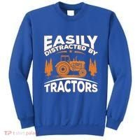 Funny Farming Quote Gift Easily Distracted By Tractors Gift Sweatshirt thumb 0