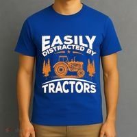 Funny Farming Quote Gift Easily Distracted By Tractors Gift T-Shirt thumb 3