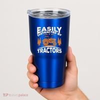 Funny Farming Quote Gift Easily Distracted By Tractors Gift Tumbler thumb 2