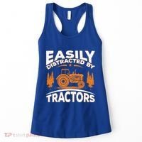 Funny Farming Quote Gift Easily Distracted By Tractors Gift Women's Tank Top thumb 0