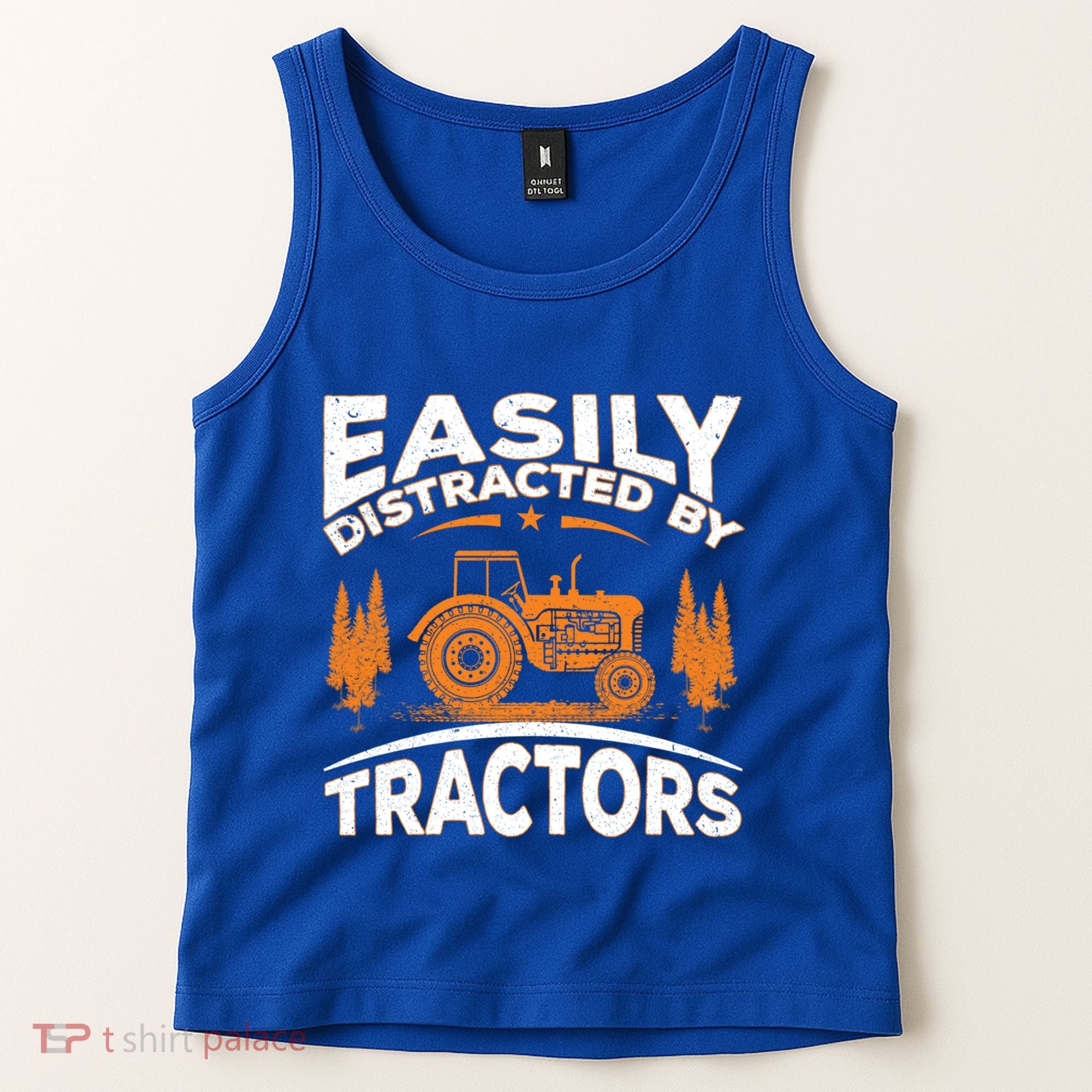 Funny Farming Quote Gift Easily Distracted By Tractors Gift Tank Top