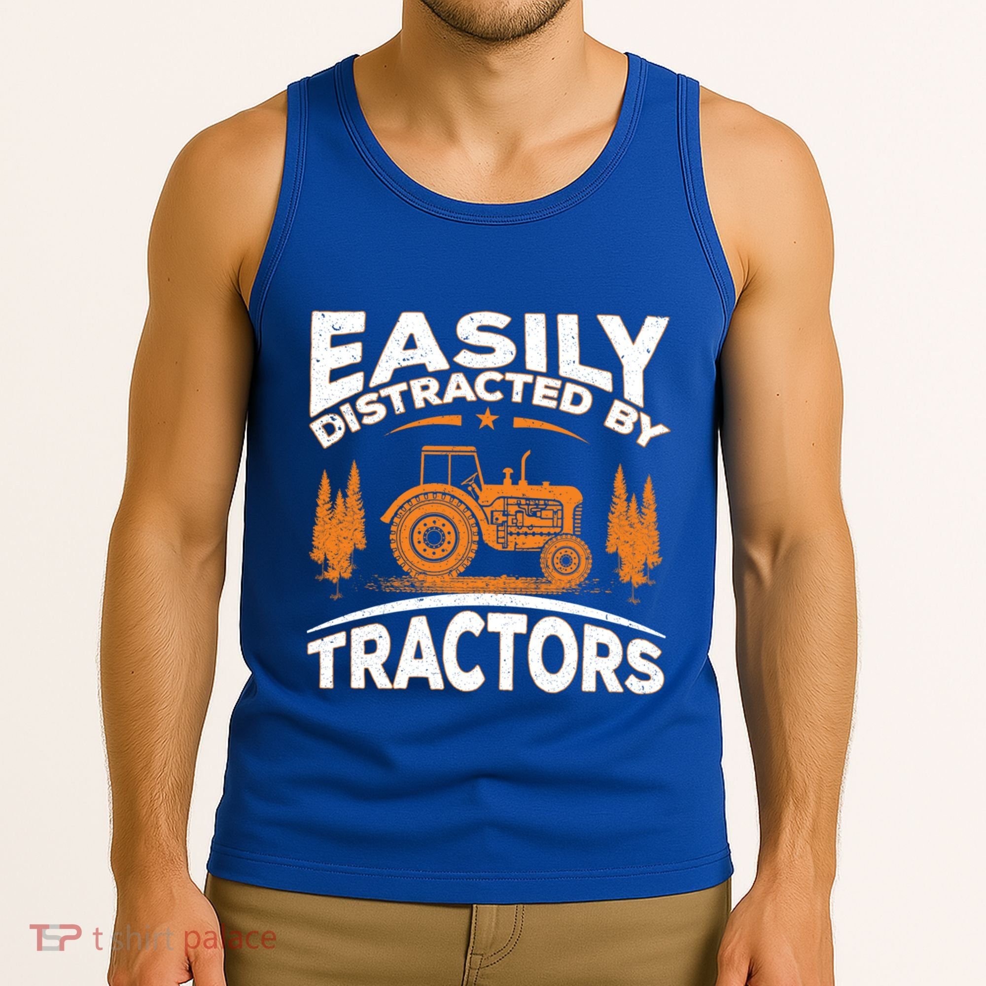 Funny Farming Quote Gift Easily Distracted By Tractors Gift Tank Top