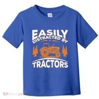 Funny Farming Quote Gift Easily Distracted By Tractors Gift Toddler T-Shirt thumb 0