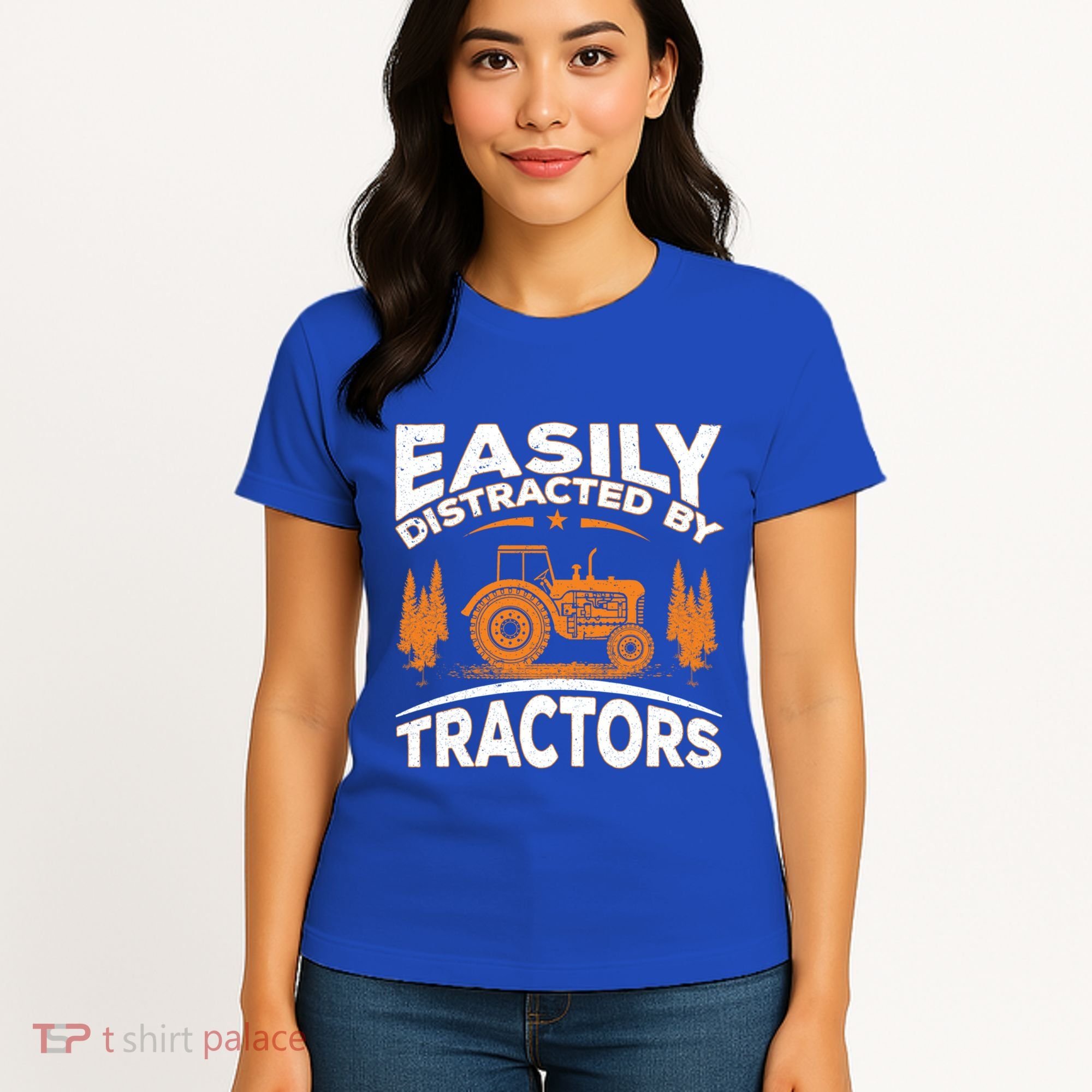 Funny Farming Quote Gift Easily Distracted By Tractors Gift Women's T-Shirt