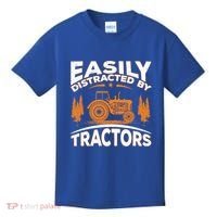 Funny Farming Quote Gift Easily Distracted By Tractors Gift Kids T-Shirt thumb 0