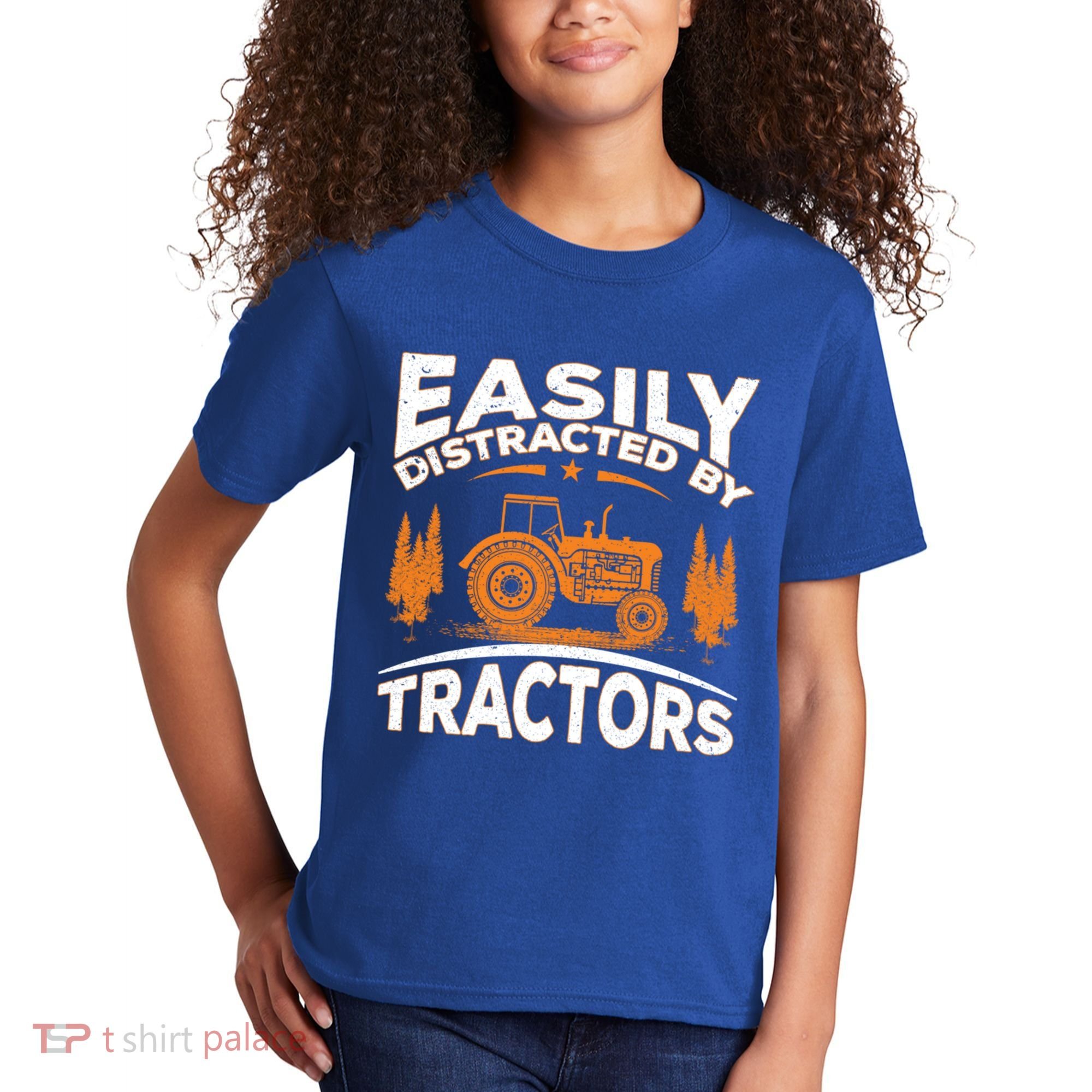 Funny Farming Quote Gift Easily Distracted By Tractors Gift Kids T-Shirt