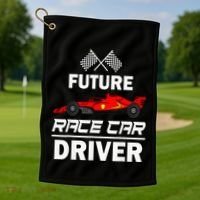 Funny Future Race Car Driver Racing Golf Towel thumb 1