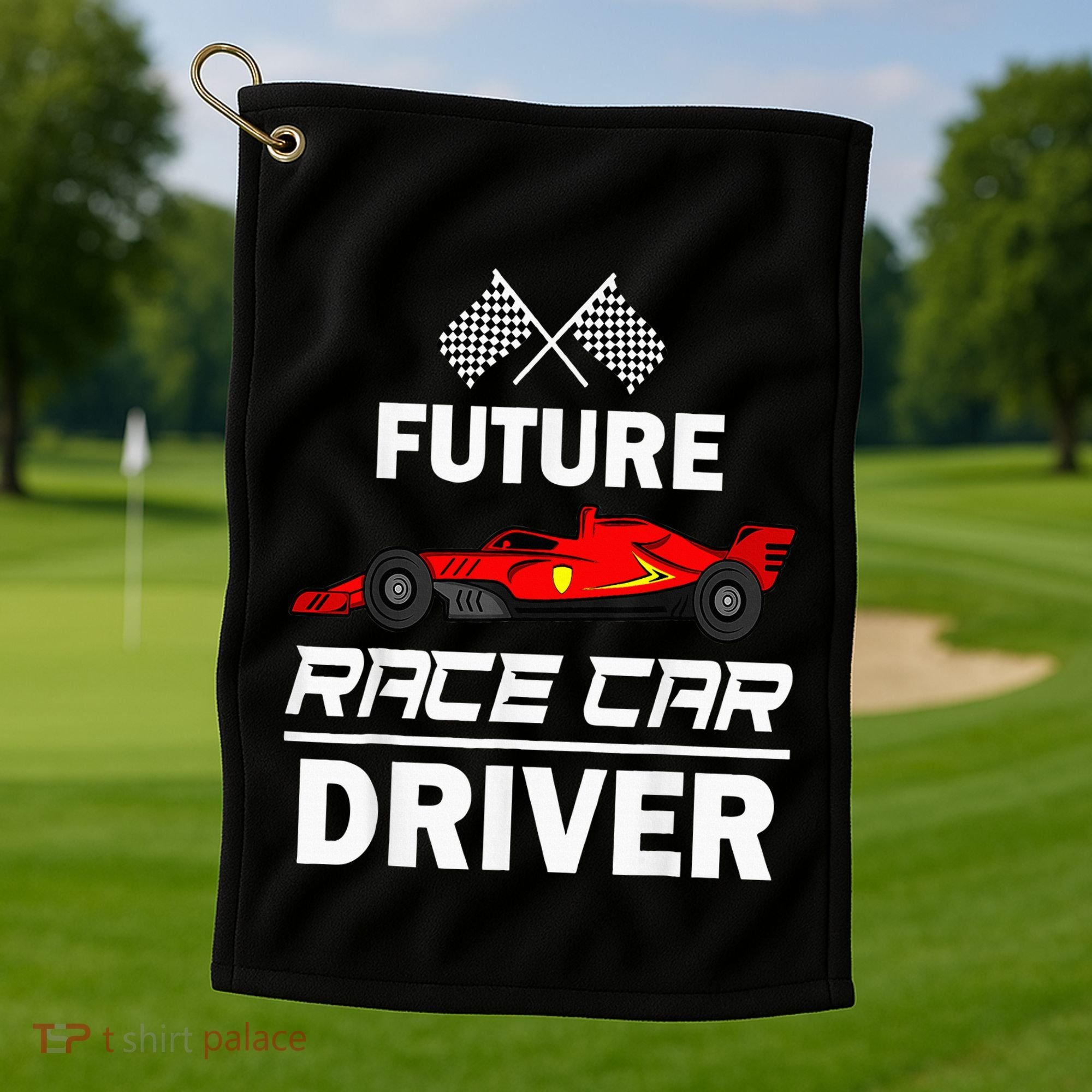 Funny Future Race Car Driver Racing Golf Towel