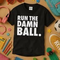 Funny Football Running Back Gift Run The Damn Ball Kids T-Shirt thumb 3