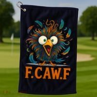 F-Caw-F Funny Rooster Chicken Clucking Meme Golf Towel thumb 1