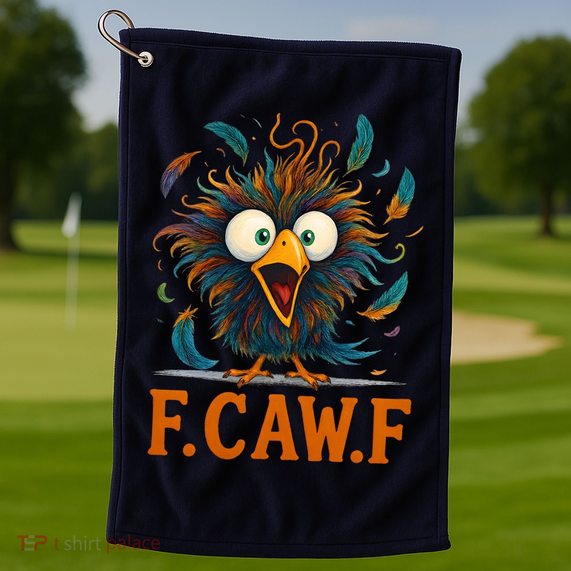 F-Caw-F Funny Rooster Chicken Clucking Meme Golf Towel