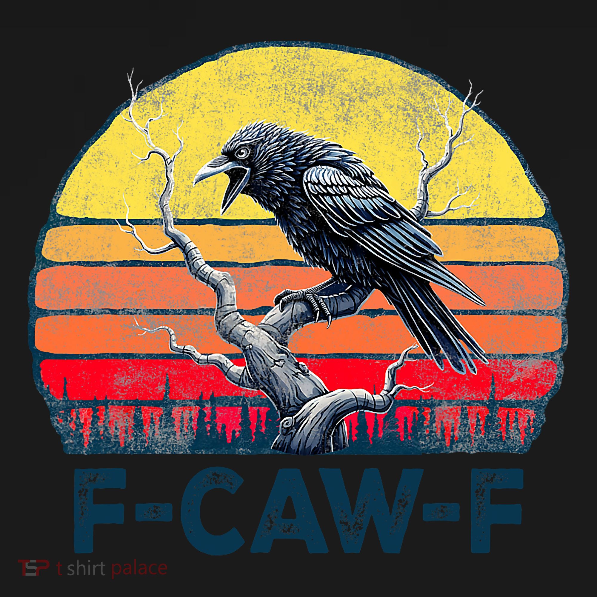 F-Caw-F Funny Raven Crow Vintage Gothic Bird Pun T-Shirt
