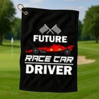 Funny Future Race Car Driver Gift Racing Gift Golf Towel thumb 1