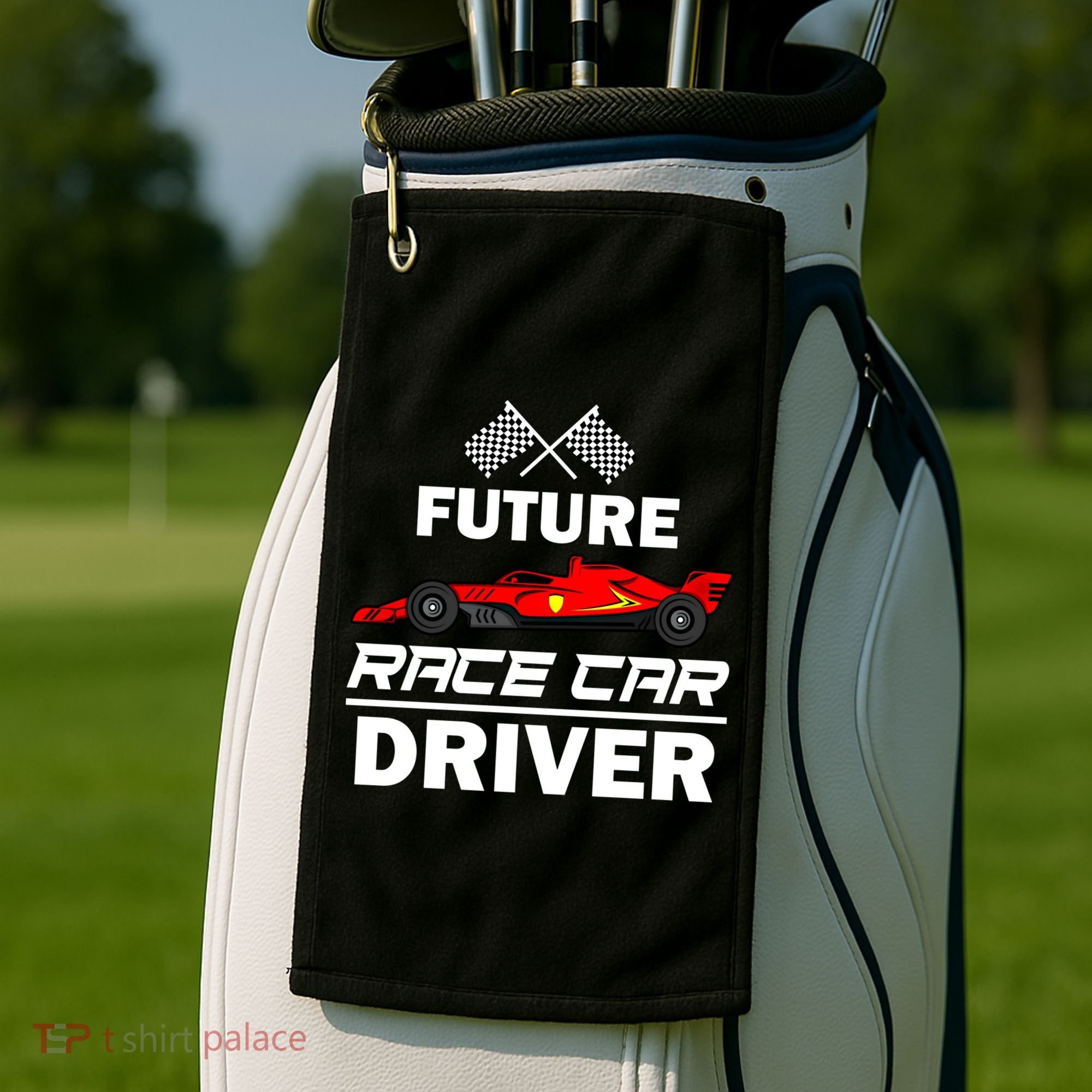 Funny Future Race Car Driver Gift Racing Gift Golf Towel