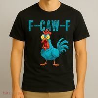 F-CAW-F Funny Rooster Chicken Farm Animal Humor Meme T-Shirt thumb 3