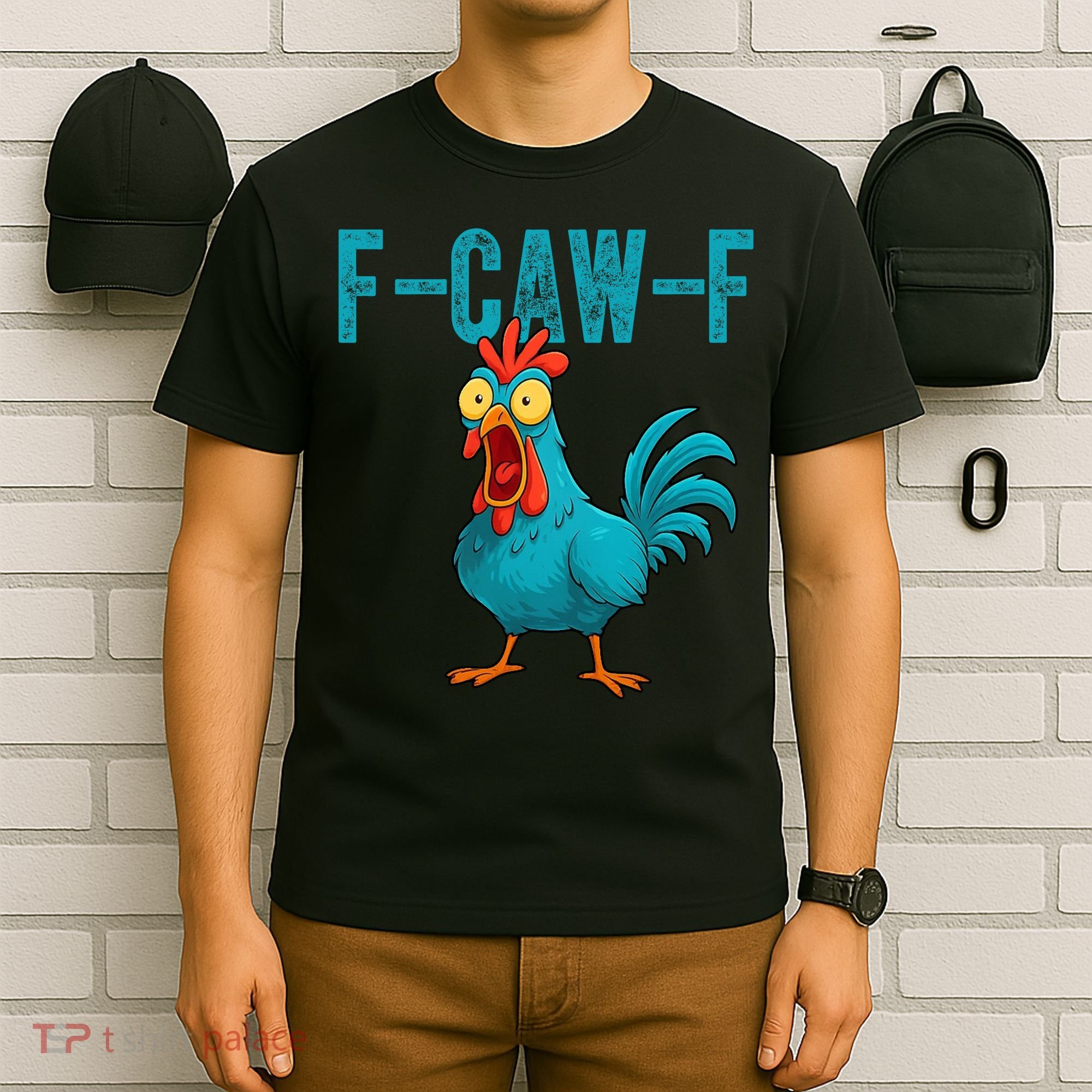 F-CAW-F Funny Rooster Chicken Farm Animal Humor Meme T-Shirt