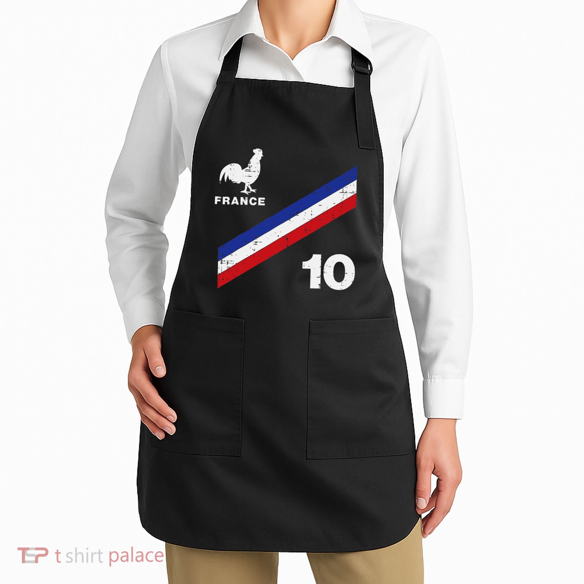 France Flag Rooster Number 10 Soccer Apron