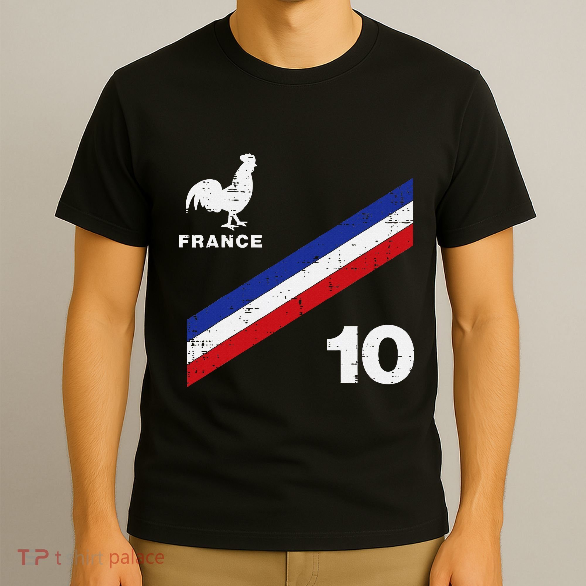 France Flag Rooster Number 10 Soccer T-Shirt