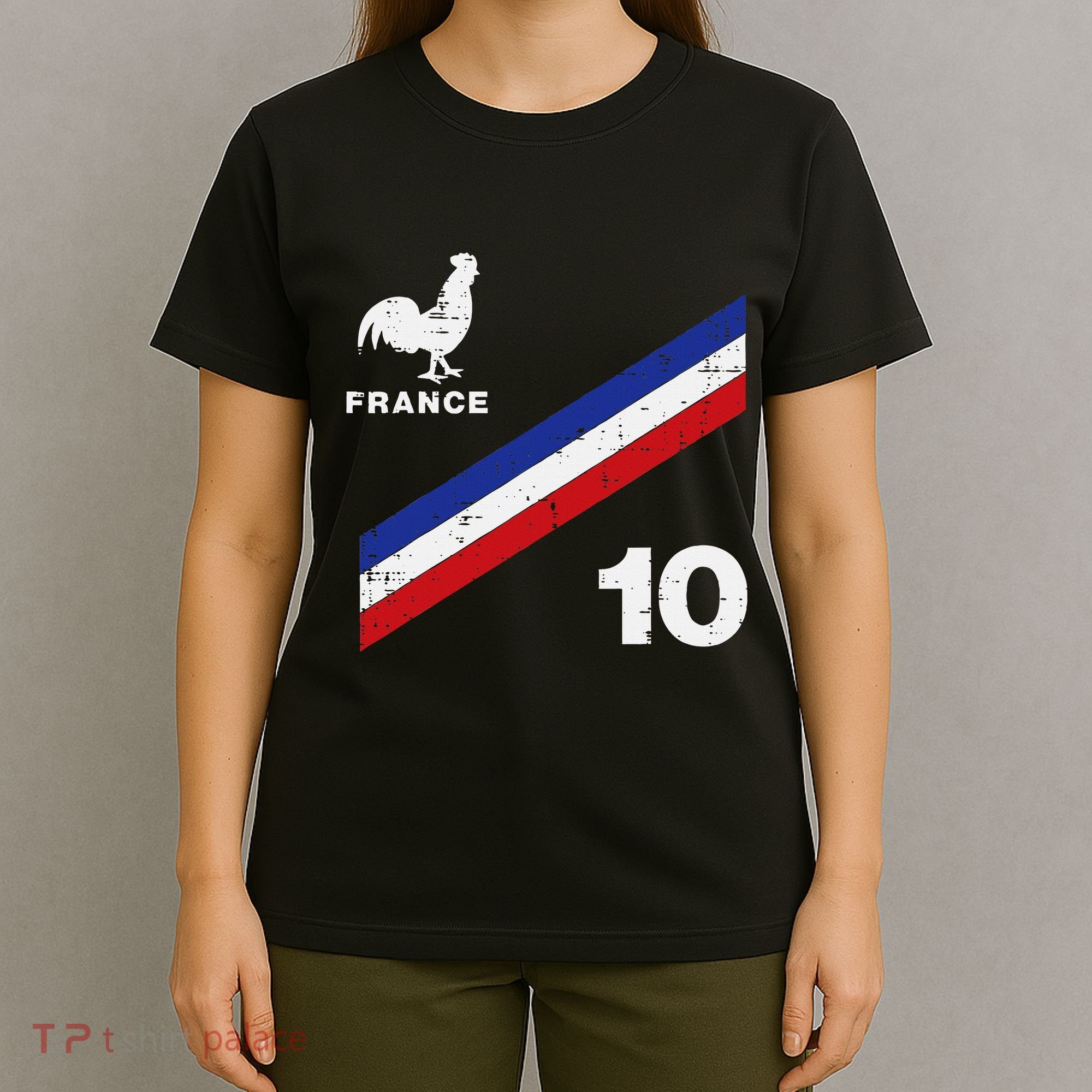 France Flag Rooster Number 10 Soccer T-Shirt
