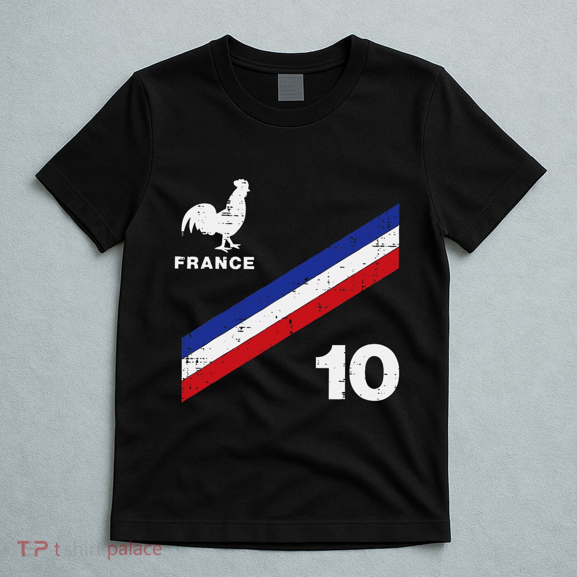 France Flag Rooster Number 10 Soccer T-Shirt