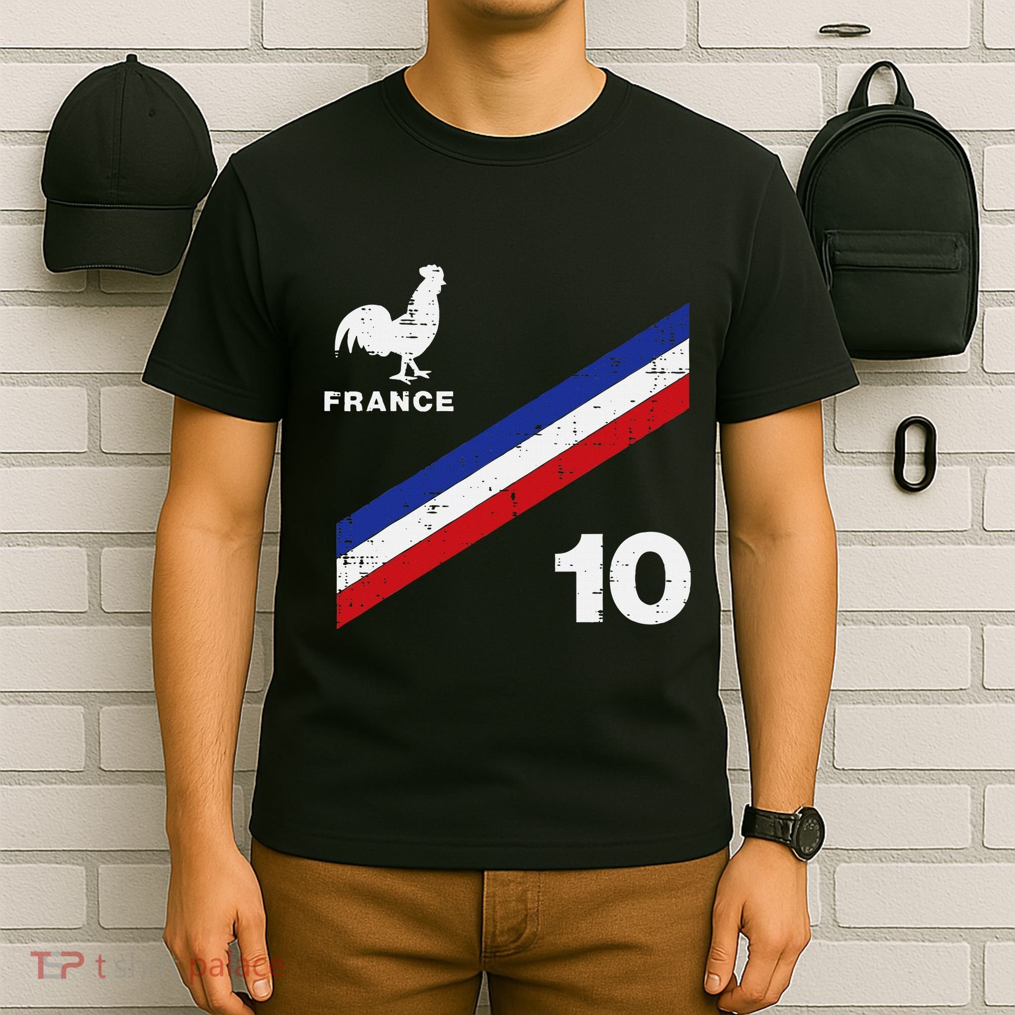 France Flag Rooster Number 10 Soccer T-Shirt