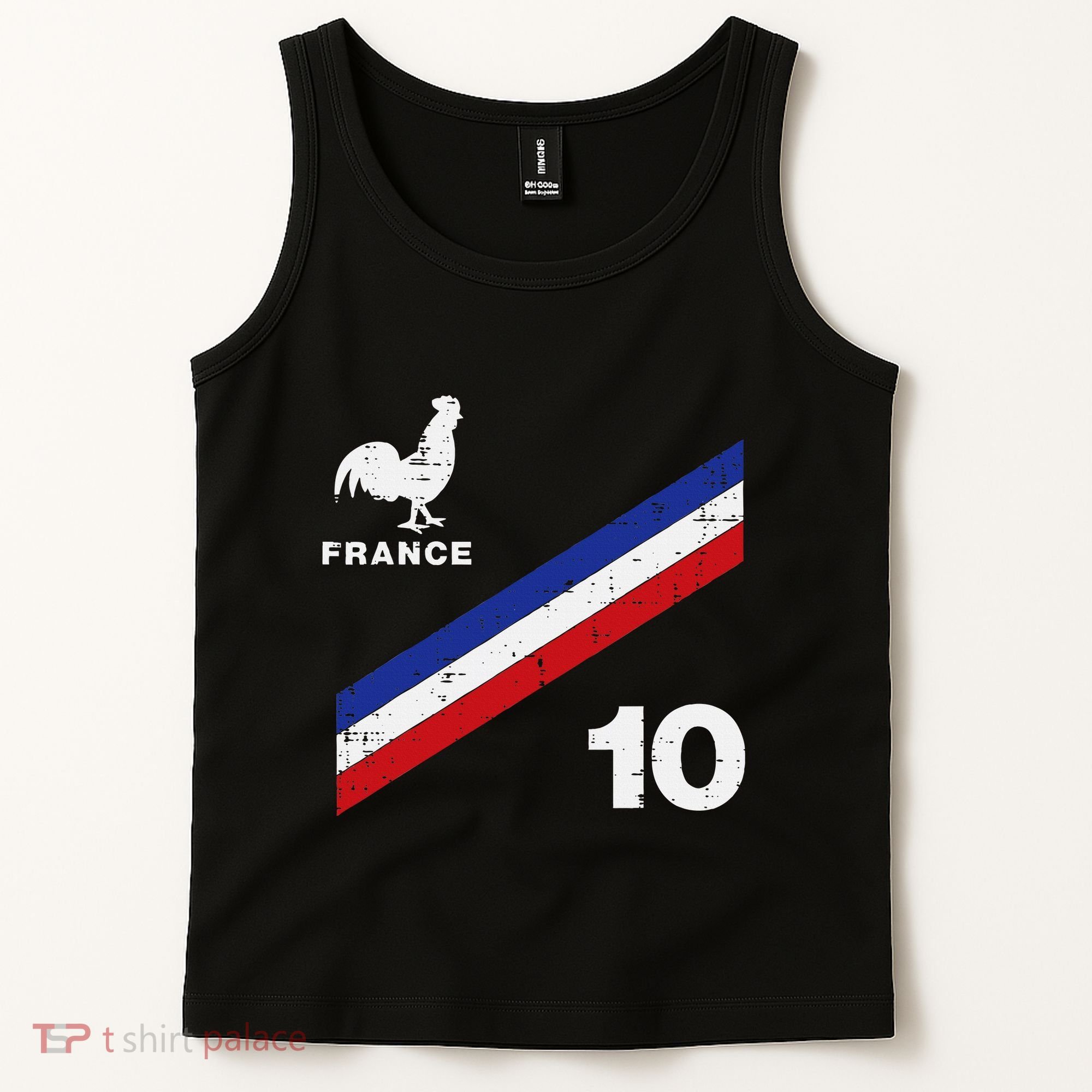 France Flag Rooster Number 10 Soccer Tank Top