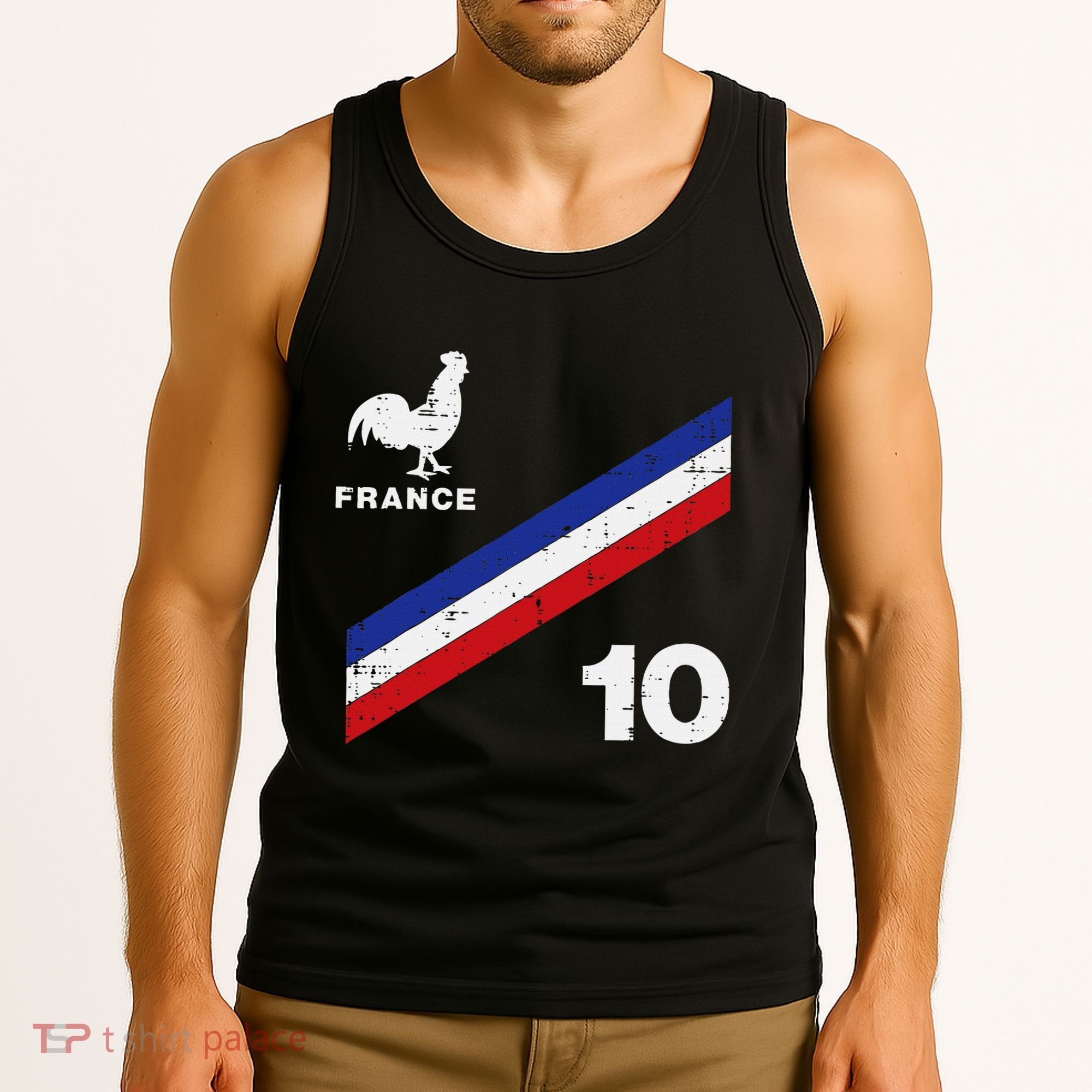 France Flag Rooster Number 10 Soccer Tank Top