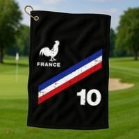 France Flag Rooster Number 10 Soccer Golf Towel thumb 1