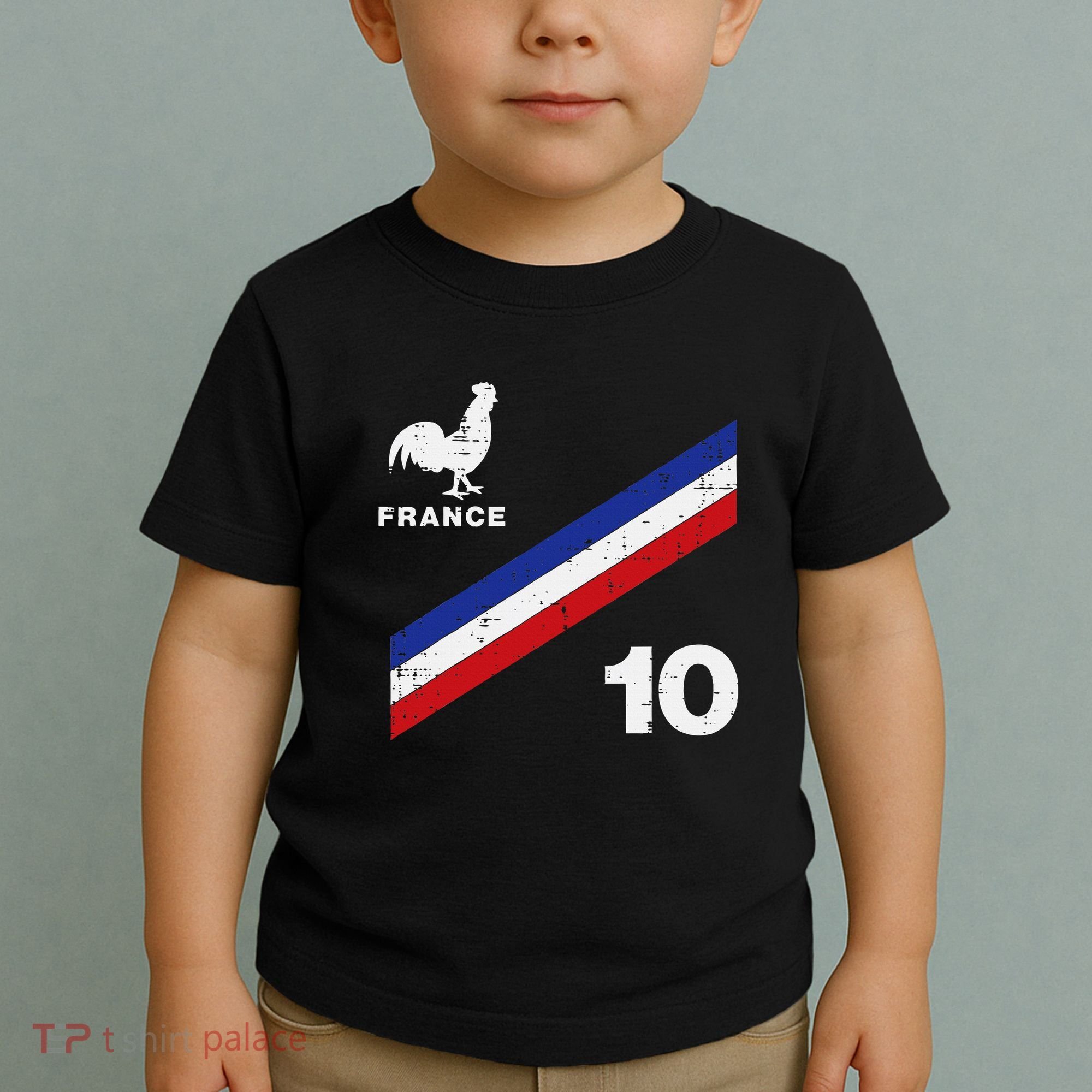 France Flag Rooster Number 10 Soccer Toddler T-Shirt