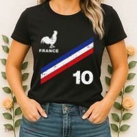 France Flag Rooster Number 10 Soccer Women's T-Shirt thumb 2